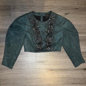 BCBGMaxAzria Dark Green Embellished Jacket